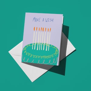 Grillige set verjaardagskaarten, Make a Wish-ontwerp, feestkaarten, feestuitnodigingen, seizoensgelegenheden, handgemaakte kaarten