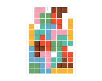 Kolorowe naklejki Tetris Kiss-Cut | Zabawne naklejki gamingowe na laptopy, butelki na wodę, notatniki, prezenty, w stylu retro