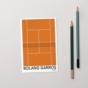 Cartão postal de Roland Garros Paris, cartão postal de tênis Grand Slam, sala de esportes, caverna do homem, Aberto da França, cartão postal de exposição esportiva, impressão de arte retrô