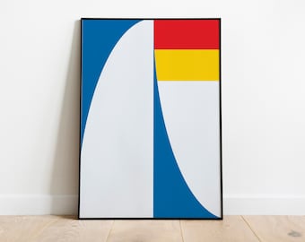 Niebieska abstrakcyjna dekoracja ścienna z flagami morskimi, sztuka ścienna, plakat żeglarski, prezent na Dzień Ojca, sztuka żeglarska, prezent żeglarski, prezent marynistyczny, prezent na parapetówkę