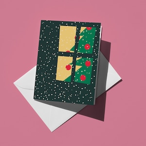 Festive Greeting Card Christmas Window Gift Cards, Holiday Cards, Festive Stationery, Winter Wishes, Holiday Cards Gift Tags Christmas Decor