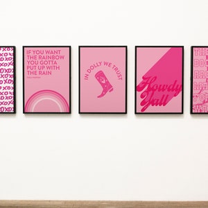 Set of 5 Dolly Parton Gallery Wall, Cowboy Gallery Wall, Cowboy Aesthetic, Pink Aesthetic, Dolly Parton Print, Dolly Parton Art