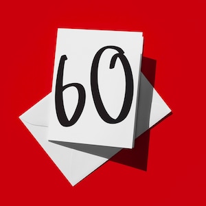 Biglietti di auguri per il 60° compleanno, regali unici e minimalisti, biglietto di auguri per il 60° compleanno, regalo per fratello, biglietto di auguri in bianco e nero, biglietto di auguri per sorella