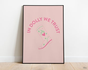Dolly Parton Western Art Print: Trendy Pink Cowgirl Boot (Digital Download)