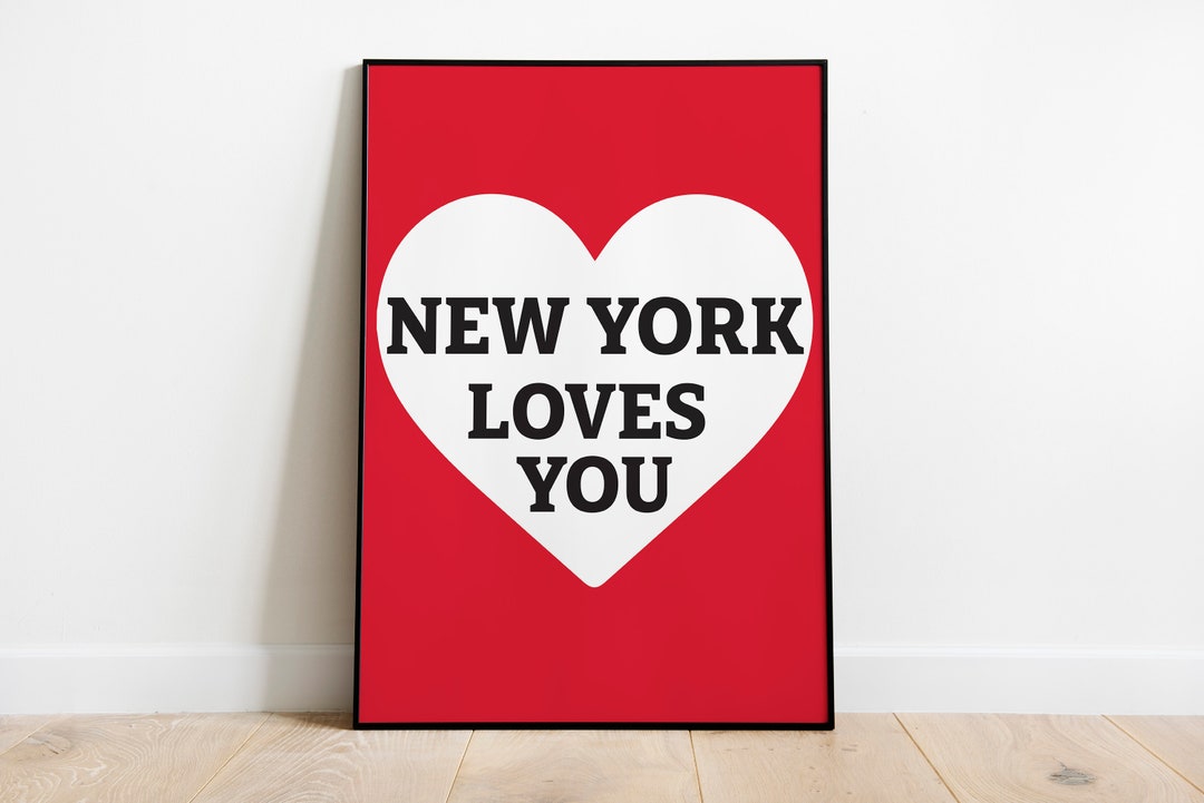 New York Art Print Digital Art Download Red Heart New York Wall Art