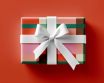 Plaid Festive Gift Wrapping Paper For Christmas Pink Plaid Wrapping Paper Holiday Gift Wrap Christmas Wrapping Paper Decorative Gift Wrap