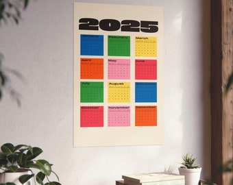 2025 Year Wall Planner Portrait Colourful Planner 2025 Year Planner 2025 Monthly Planner Year to View