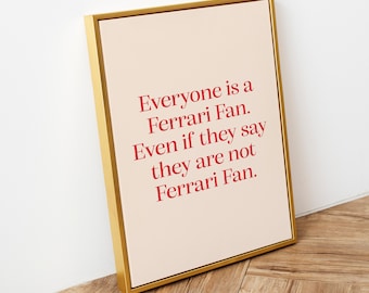 Ferrari Fan Poster: Formula 1 Wall Art (Digital Download)