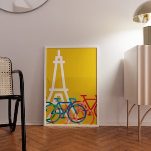 Arte de pared amarillo francés carrera de bicicletas cartel Grand Tour impresión pared arte Francia impresión regalo para ciclista pared arte regalo para el marido