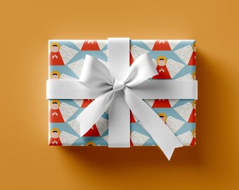Festive Angel Gift Wrapping Paper for Christmas and Holidays Unique Gift Wrap Holy Angle Chorus Wrapping Paper for Religious Gifts