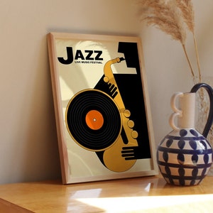 Room Decor for Music Fan Jazz Music Poster Saxophone Wall Art for Living Room Jazz Festival Poster Vintage Posters