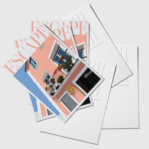 Carte postale Portugal Cadeau d'illustration pour voyageur Cartes postales de Lisbonne Affiche de voyage imprimée Lisbonne Portugal Cadeaux de voyage pour les femmes Impression artistique