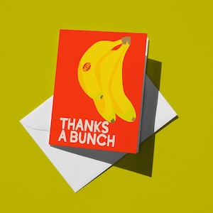 Thanks a Bunch Grußkarte Banane Danke Karte Lustige leere Karte innen Helle Grußkarte Dankeschöne