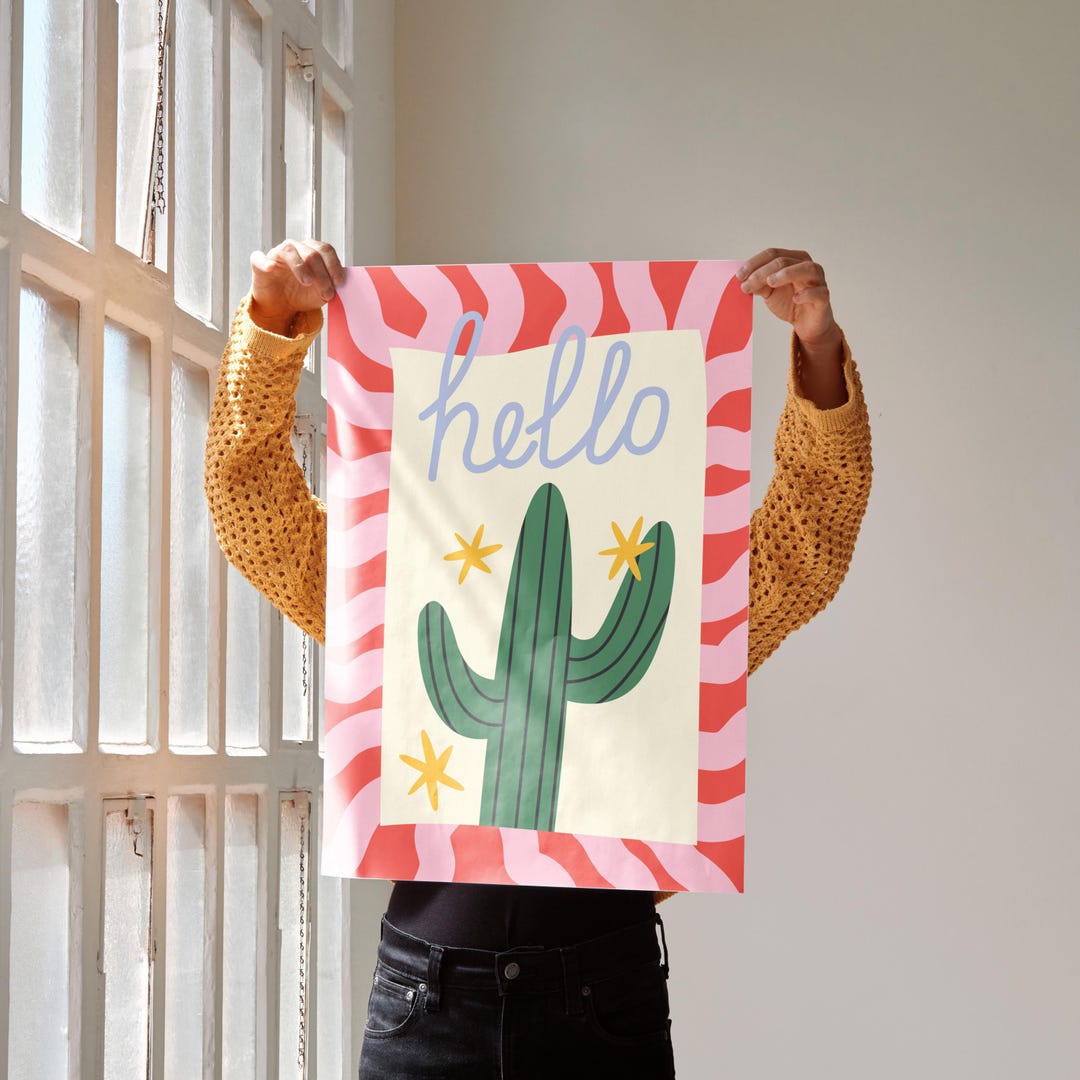 Boho Cactus Art Print: Pink Desert Nursery Decor (digital Download) - Etsy
