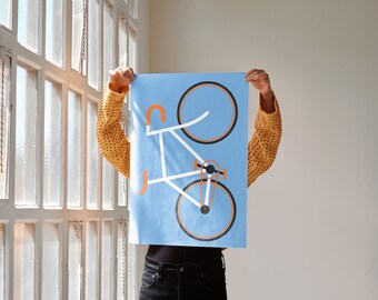 Wall Art Blue French Bike Race Poster Grand Tour Print Wall Art France Print Gift for Cyclist Wall Art Gift for Husband Bicycle Poster