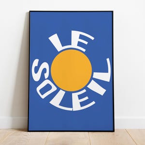 Impresión de sol Le Soleil Boho Impresión de verano Póster estético de sol Póster de verano francés Impresión retro costera de sol y mar Arte de pared del océano Arte de pared lindo