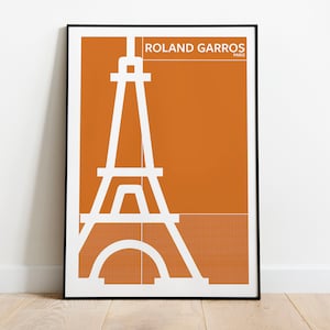 Wall Art Eiffel Tower Roland Garros Poster Grand Slam Tennis Wall Art, French Open Paris Travel Print, Digital Vintage Tennis Printable