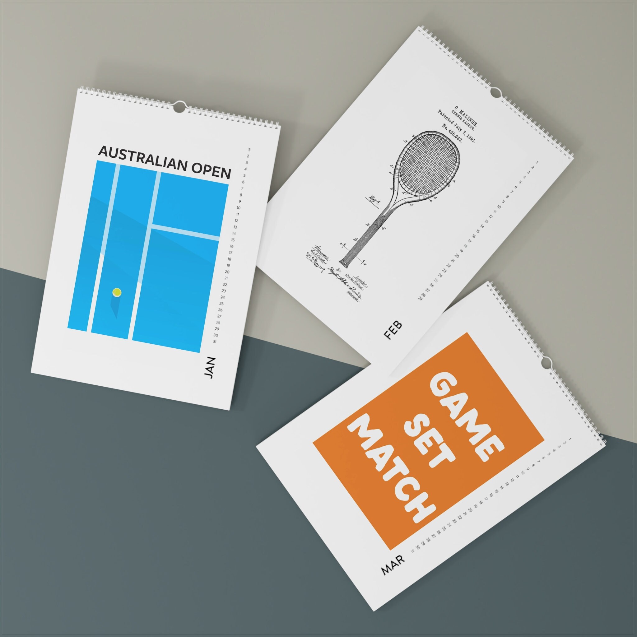 Wall Calendar for Tennis Fans 2024 Monthly Calendar Grand Slam Tennis