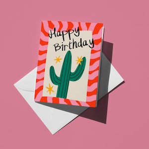 Cartes de voeux d'anniversaire gaies | Conception de cactus | Ensemble de cartes de joyeux anniversaire | Parfait pour toutes les occasions | Paquet de cartes respectueux de l'environnement, varié