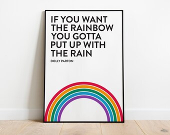 Dolly Parton Rainbow, Bright Wall Art, Western Aesthetic, Downloadable Art, Trendy Wall Art, Dolly Parton Print, Dolly Parton Art