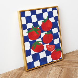 Tomato Wall Art, Trendy Tomato Poster, Tomato Illustration, Bar Cart Art Print, Aesthetic Kitchen Decor, Kitchen Wall Art, Retro food print