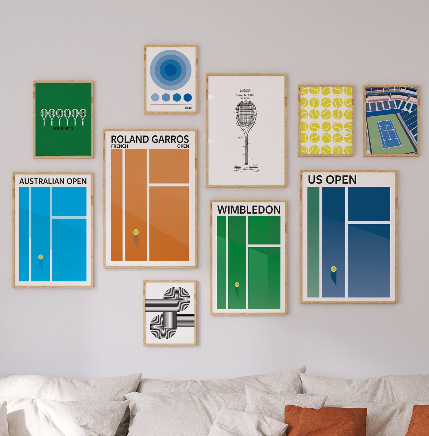 Gallery Wall Set Grand Slam Tennis Poster US Open Poster Wall Art