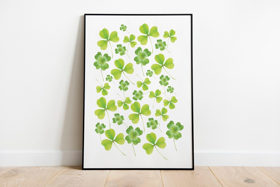 Watercolour Clover Print, St Patrick's Day Print, Green Aesthetic ...