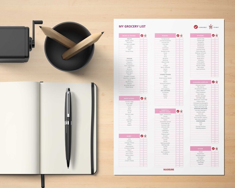 Printable Grocery List Editable Pdf Etsy