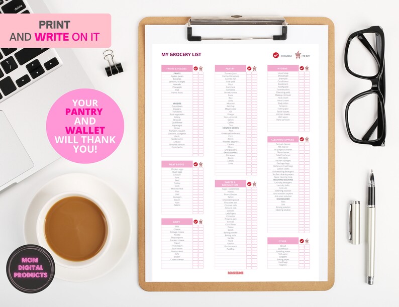 Printable Grocery List Editable Pdf Etsy