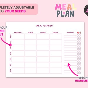 Printable Meal Planner | Editable Pdf - Etsy