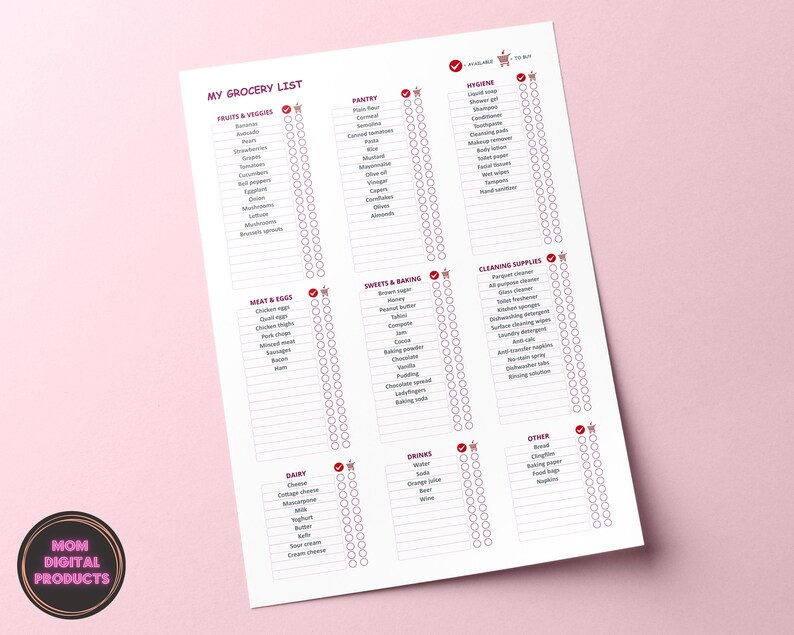 Printable Grocery List Editable Pdf Etsy