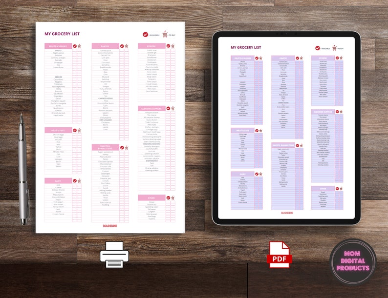 Printable Grocery List Editable Pdf Etsy