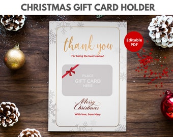 Christmas gift card holder printable | Editable pdf