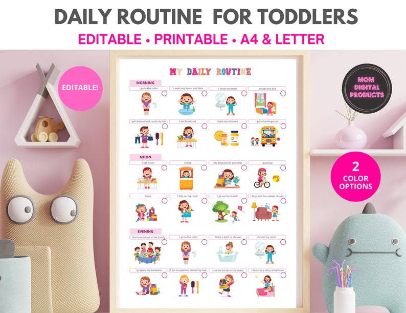 Printable Daily Routine for Toddlers | Editable Pdf - Etsy