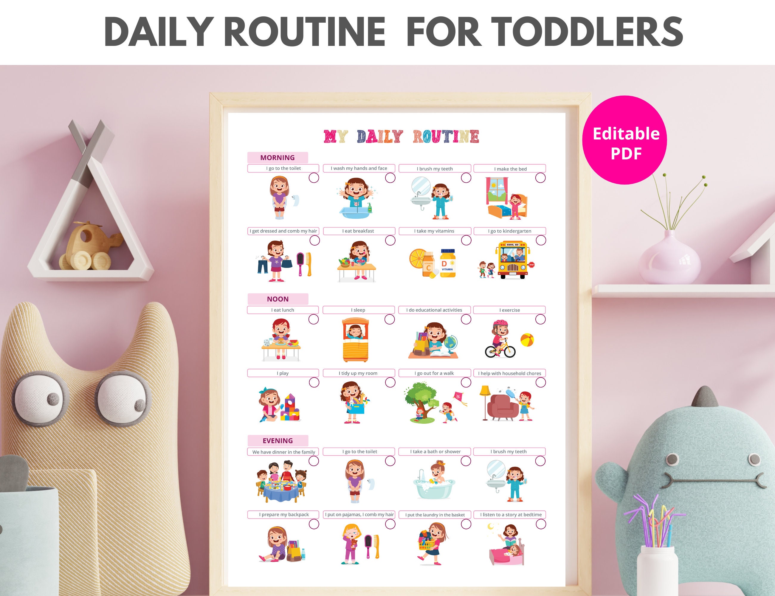 Printable Daily Routine for Toddlers | Editable Pdf - Etsy