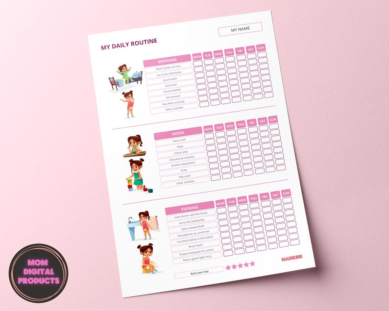 Printable Daily Routine for Kids Editable Pdf - Etsy