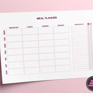 Printable Meal Planner | Editable Pdf - Etsy