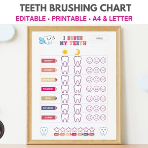 Printable Teeth Brushing Chart | Editable Pdf - Etsy