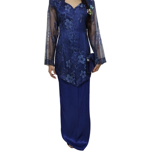 High Quality Glitter Blue Lace top shops and Satin Skirt