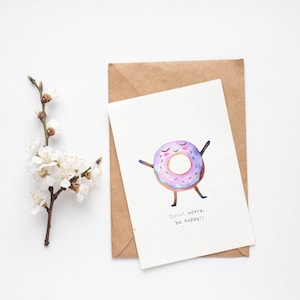 Donut Worry, Be Happy-wenskaart - afdrukbare kaart om ze op te vrolijken!