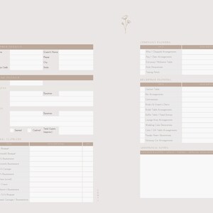 May include: A printable wedding planning checklist with sections for ceremony details, wedding details, personal flowers, ceremony flowers, reception flowers, and additional notes.
