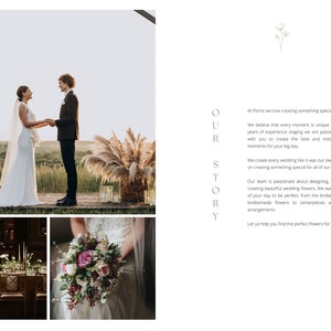 May include: A couple exchanging vows at an outdoor wedding ceremony. The bride is wearing a white dress and the groom is wearing a black suit. The ceremony is decorated with dried pampas grass.