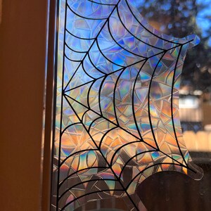 Spider web window suncatchers, window cling decal, Halloween spiderweb