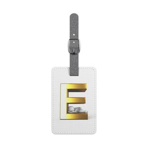 Gold Letter E Monogram Luggage Tag | Rectangle Polyester