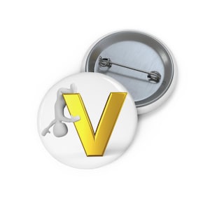 Pins en forme de V doré | Badge personnalisé avec initiale