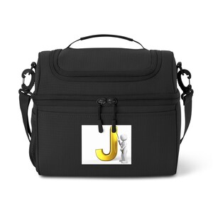 Gold Letter J Cooler Bag | Monogram Initial Lunch Cooler