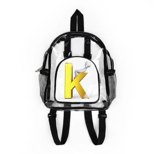 Yellow Letter K Monogram Backpack | Clear Stadium Backpack