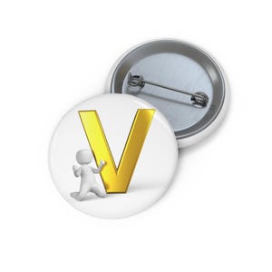 Pin's lettre V 3D doré | Pin's personnalisé avec initiale