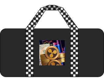 Ripple Logo Tripper Duffel Bag | Crypto Coin Graphic, Checker Strap
