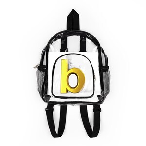 Yellow Letter B Monogram Clear Stadium Backpack | Transparent School Bag